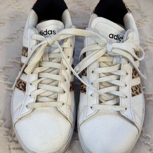 Adidas Court 3.0  Women's White Sneakers with Leopard Accents